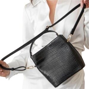 AOTA Elena black vegan leather handbag removable crossbody strap new with tag